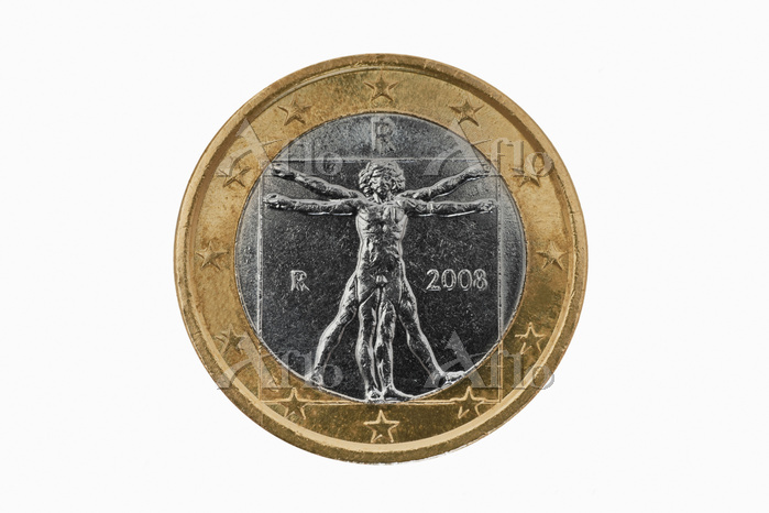 1ユーロ（イタリアのユーロ硬貨） [35714281]の写真素材 - アフロ