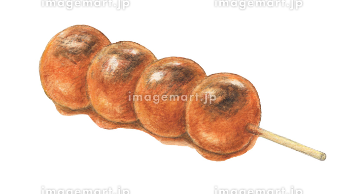 みたらし団子 水彩色鉛筆和菓子イラスト [185750413]｜毎月1点無料