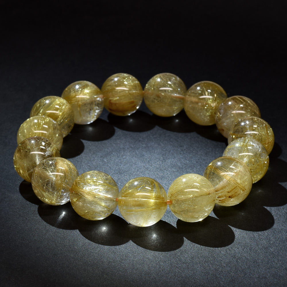 ゴールドルチルクォーツ ブレスレット 13.5mm #RG334 – premium stone