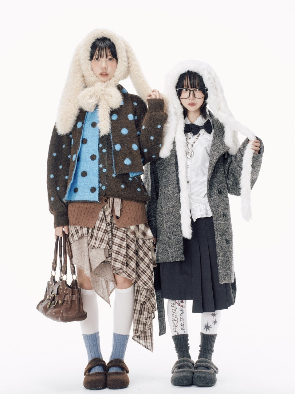 国際配送【Nerd out XU】dot muffler Knit cardigan / 【ナードアウト