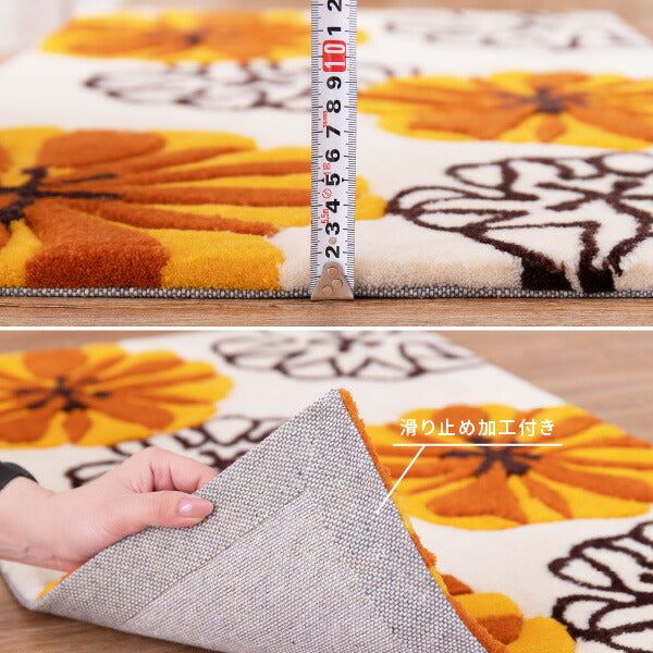 洗える玄関マット 約50×80cm マット 花柄 アクセントマット 室内 屋内