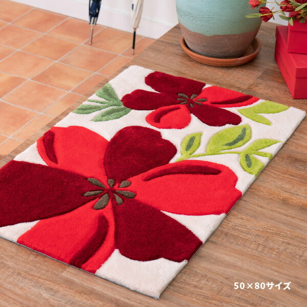 洗える玄関マット 約50×80cm マット 花柄 アクセントマット 室内 屋内