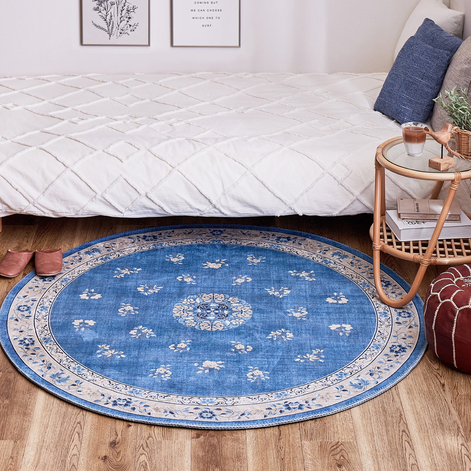 ラグ カーペット 洗える 薄手 約140cm円形 丸型 ラグマット フランネル