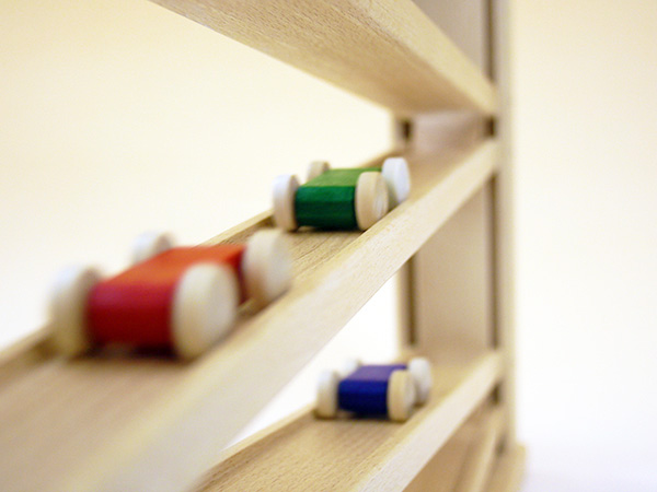 木のおもちゃ カルテット / トレインカースロープ クネクネバーン 大