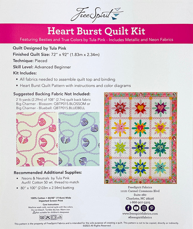 Free Spirit - Heart Burst Quilt Kit Featuring Besties by Tula Pink