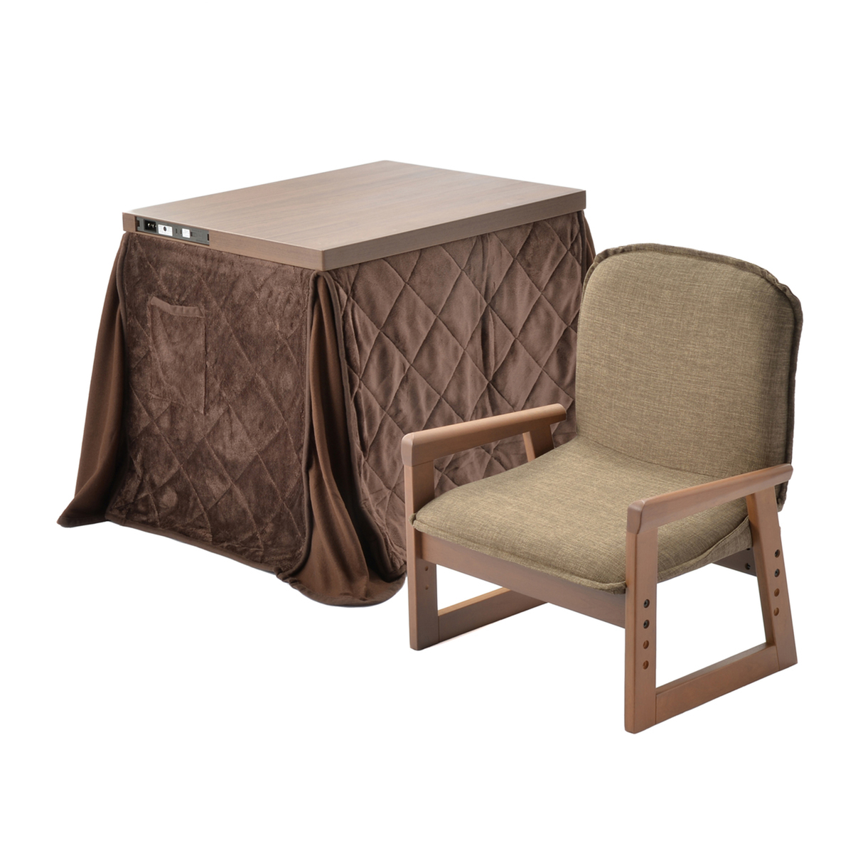 おひとり様用コタツ3点セット USBポート&ACコンセント付 ユアサ（YUASA