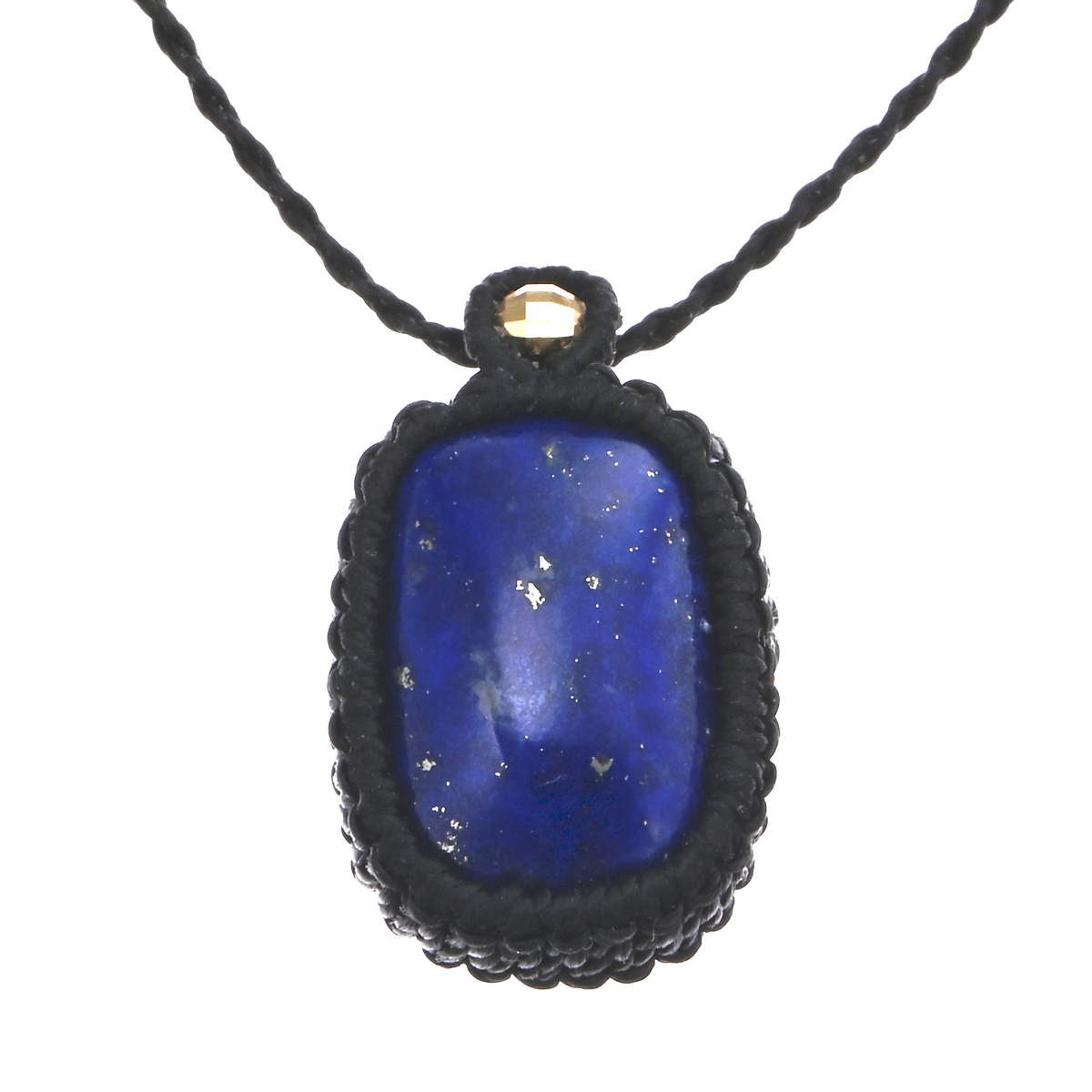 ラピスラズリレクタングル 18KYG マクラメ編みネックレス ツキノカケラ