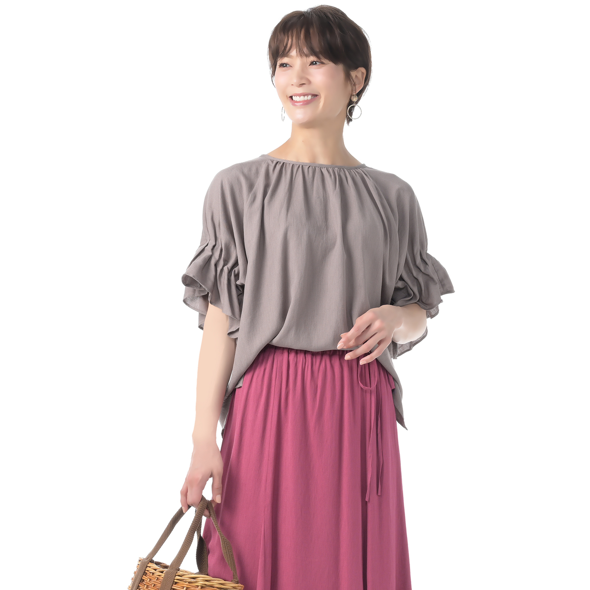 &by PINKY&DIANNE ギャザーブラウス アンドバイピンキーアンドダイアン