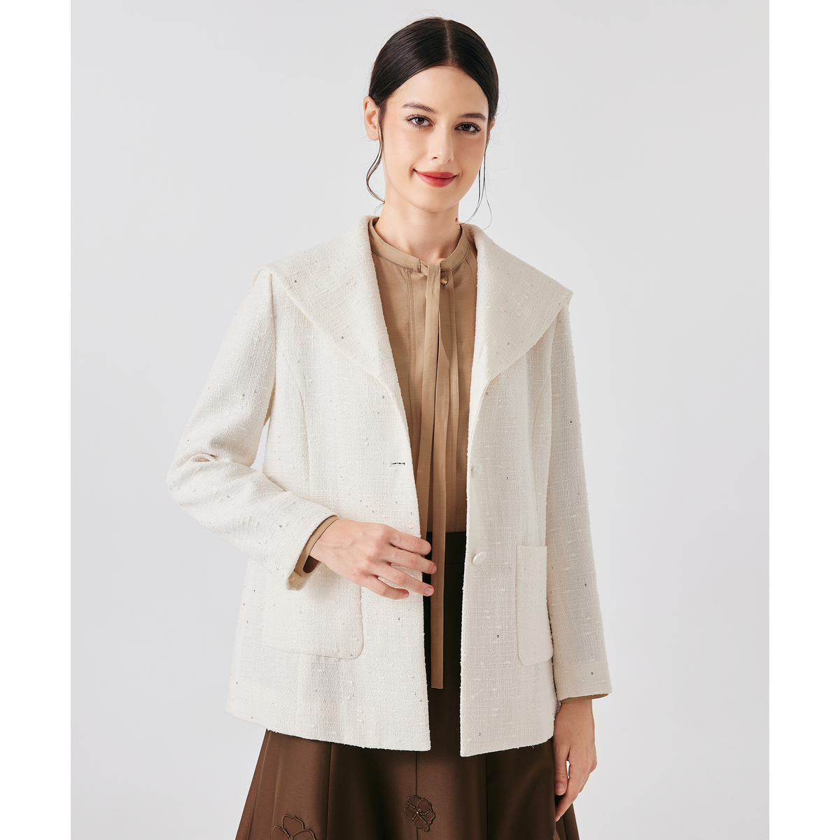 FEE CERISE スパンコールポリエステルツイードジャケット FEE CERISE