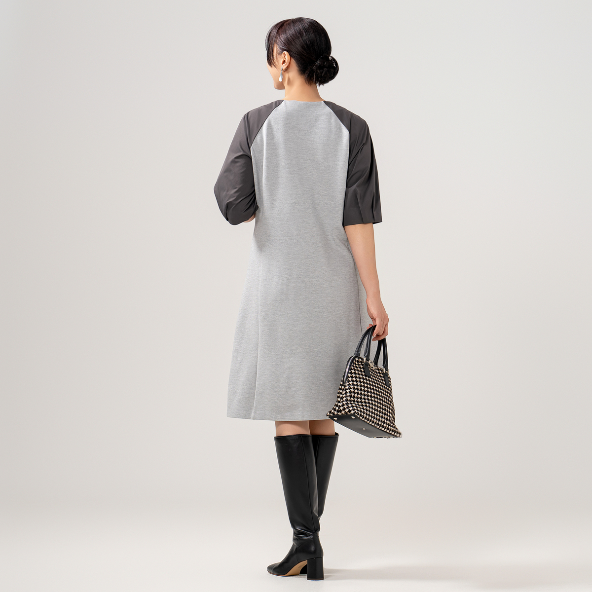 YukaKoshino 異素材使いのパネル切替ワンピース ユカ コシノ（Yuka