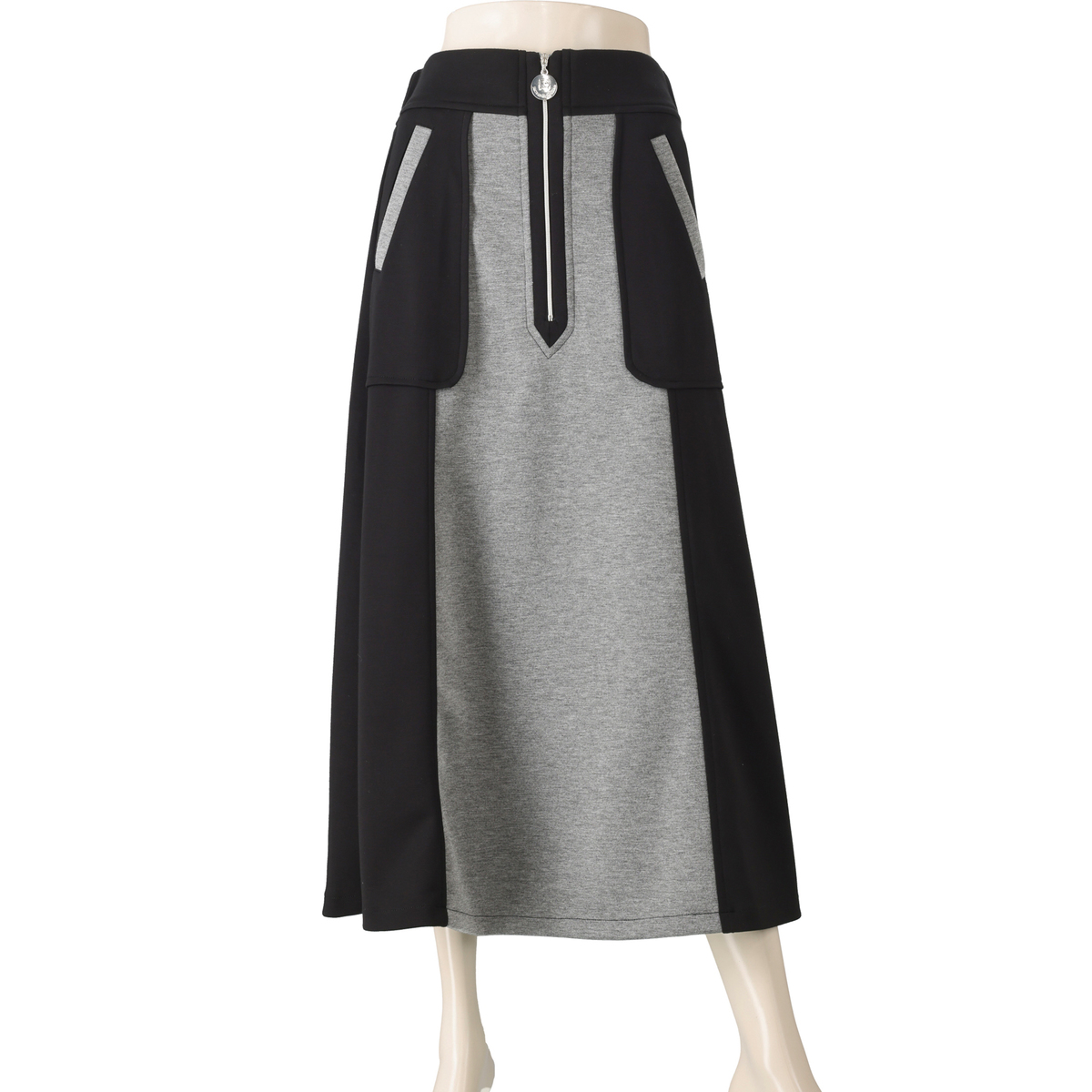 PCD カラーブロッキングのジップアクセントナロースカート ピエール