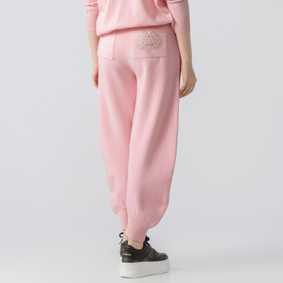 Anne Coquine コアスパンヤーンニットクリスタルバレルパンツ