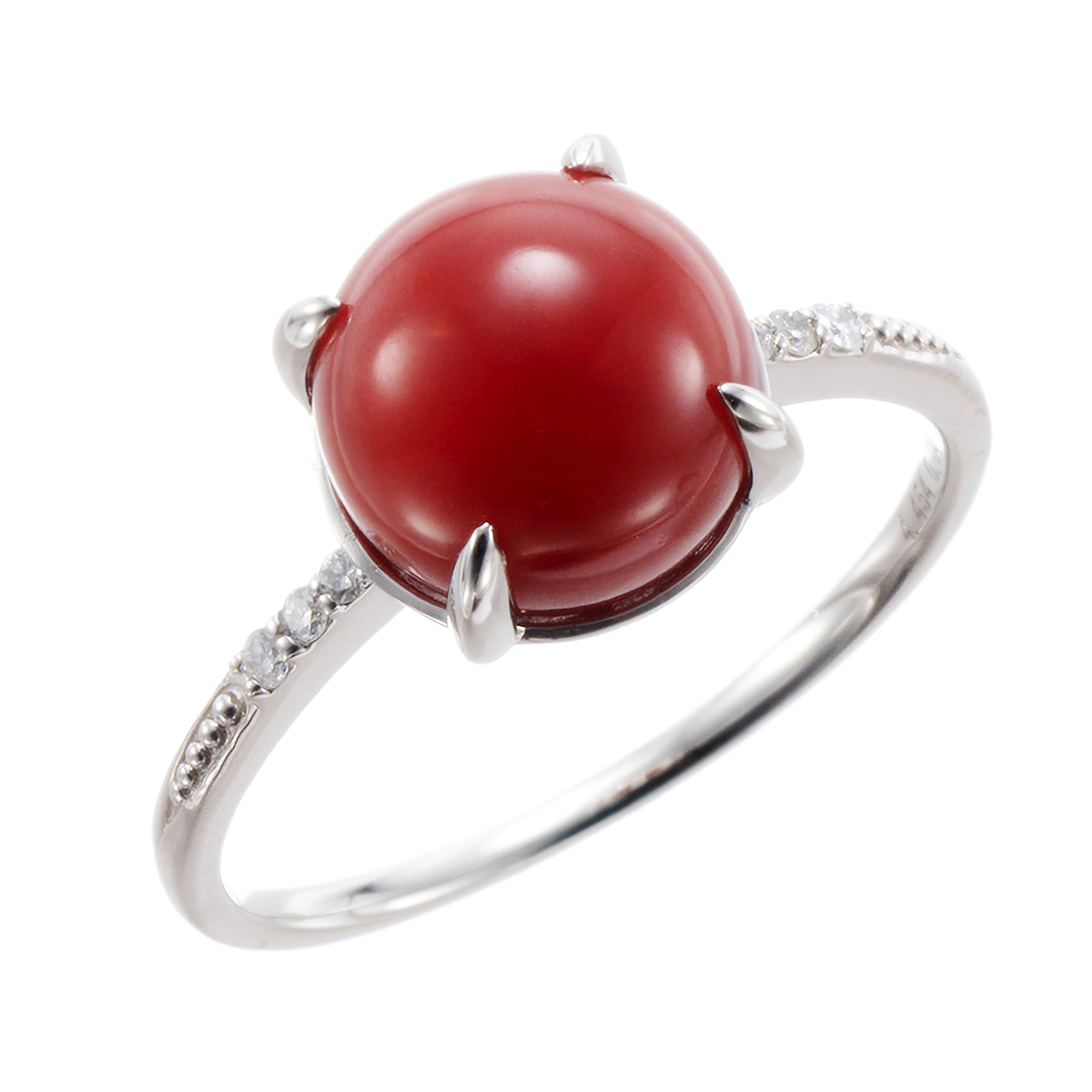 土佐沖産血赤珊瑚 PT950 リング8.5mm珠 - QVC.jp