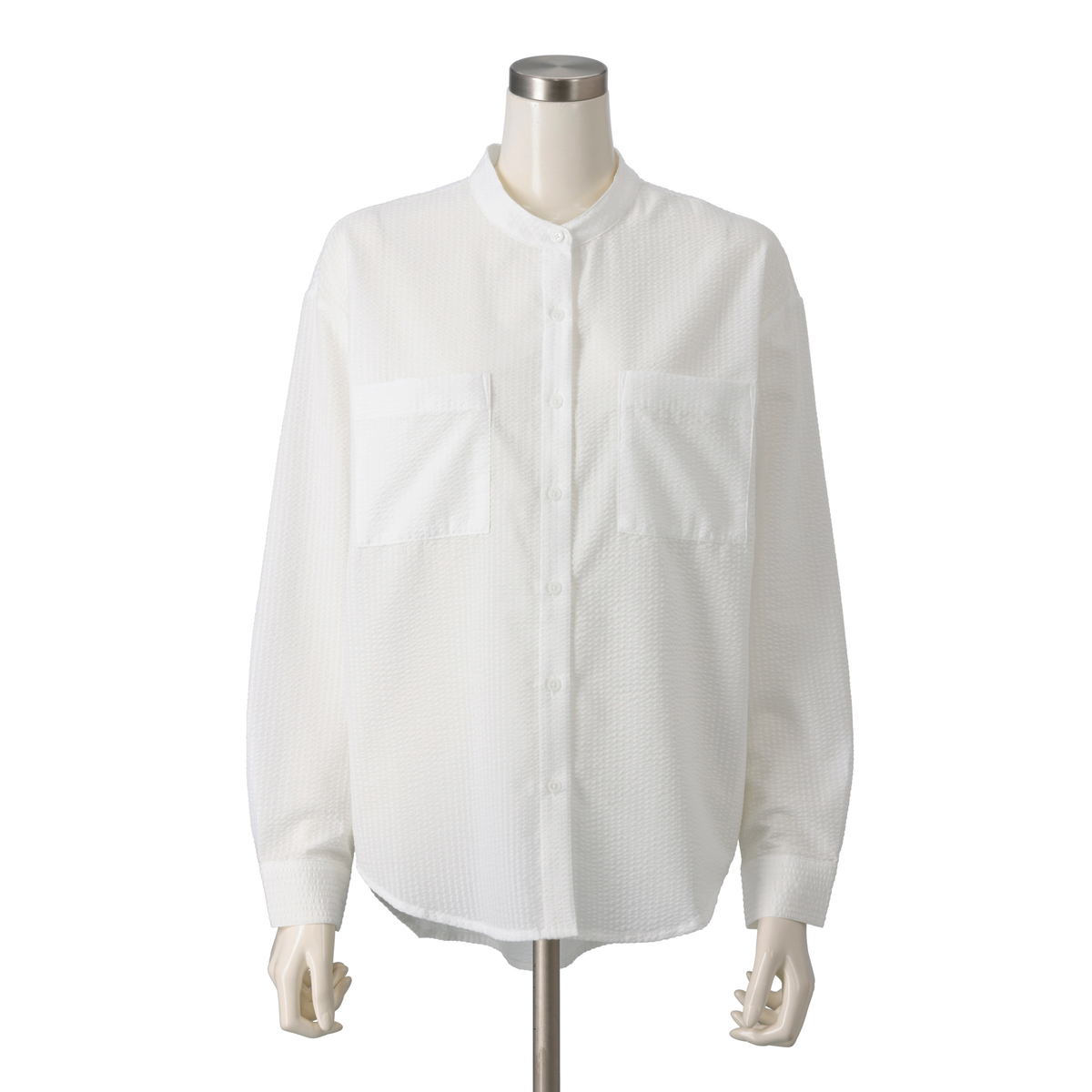 エニワイズ 後ろタックのポケット付きバンドカラーシャツ エニワイズ