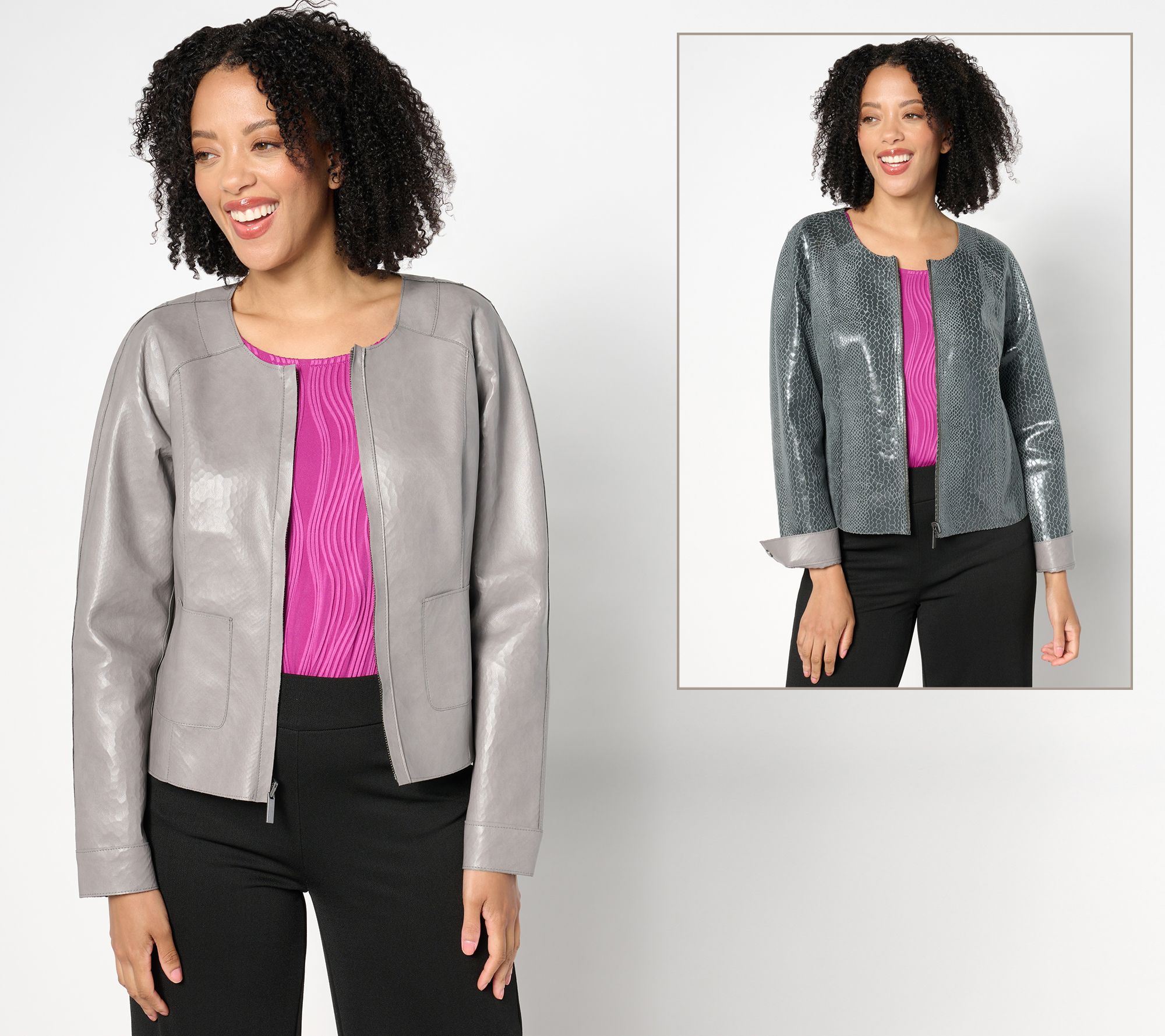 Women with Control Reversible Faux Leather Jacket - QVC.com