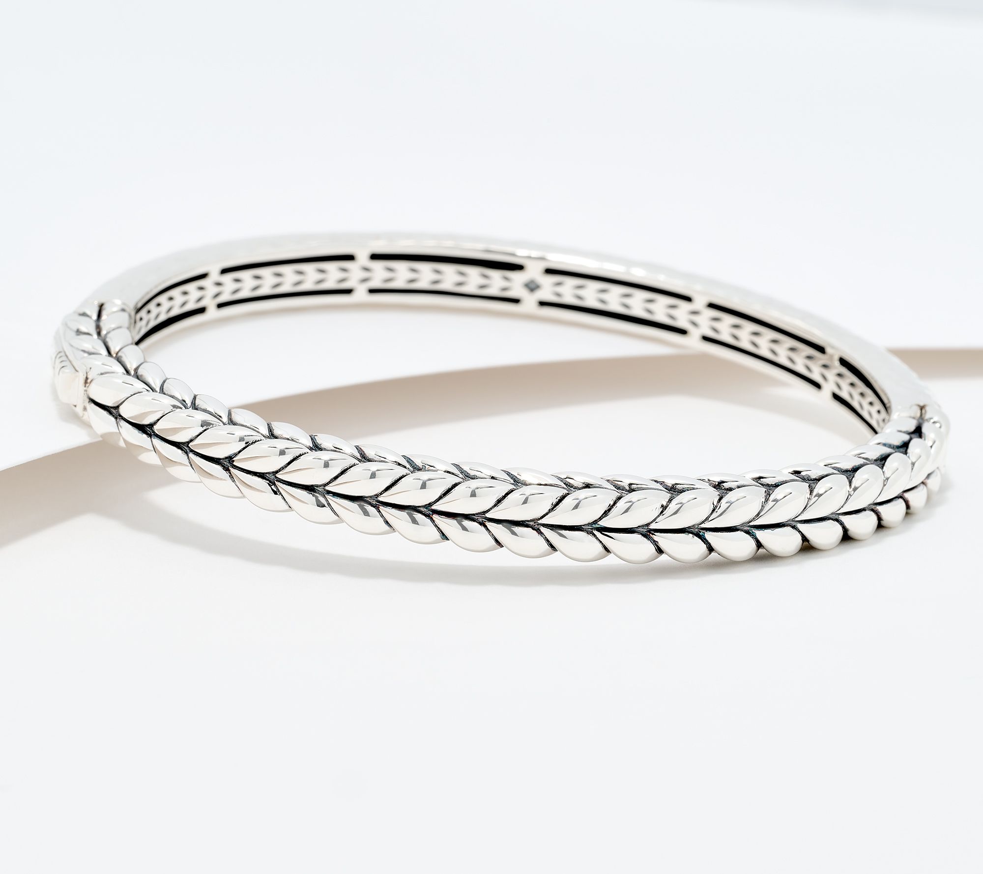 JAI Sterling Silver Hammered & Basketweave Bangle, 28.8g - QVC.com