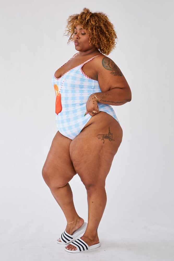 Aperol Spritz - Checkered One Piece Swimsuit - RachelAntonoff.com