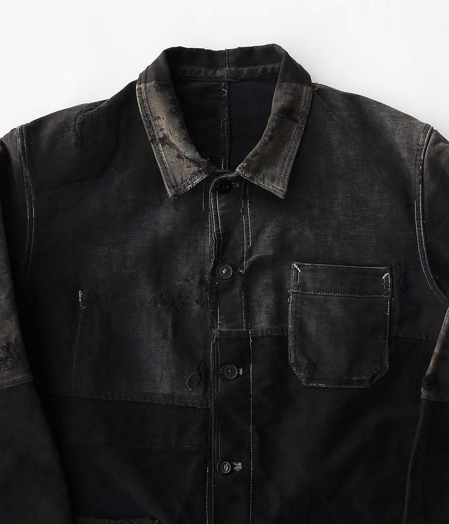 ビンテージブラックモールスキンフレンチワークジャケット - Fresh
