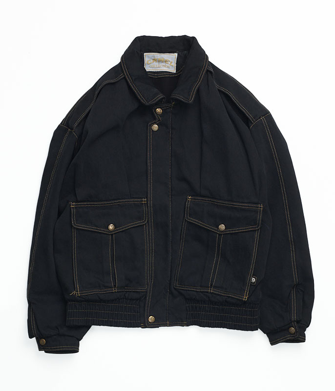 80's-90's EURO Denim Bomber Jacket [Overdyed Black] - Fresh