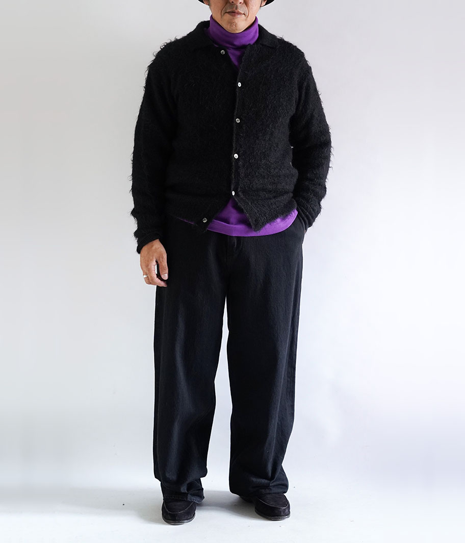 YOKE BRUSHED MOHAIR KNIT SHIRT [BLACK] - Fresh Service NECESSARY