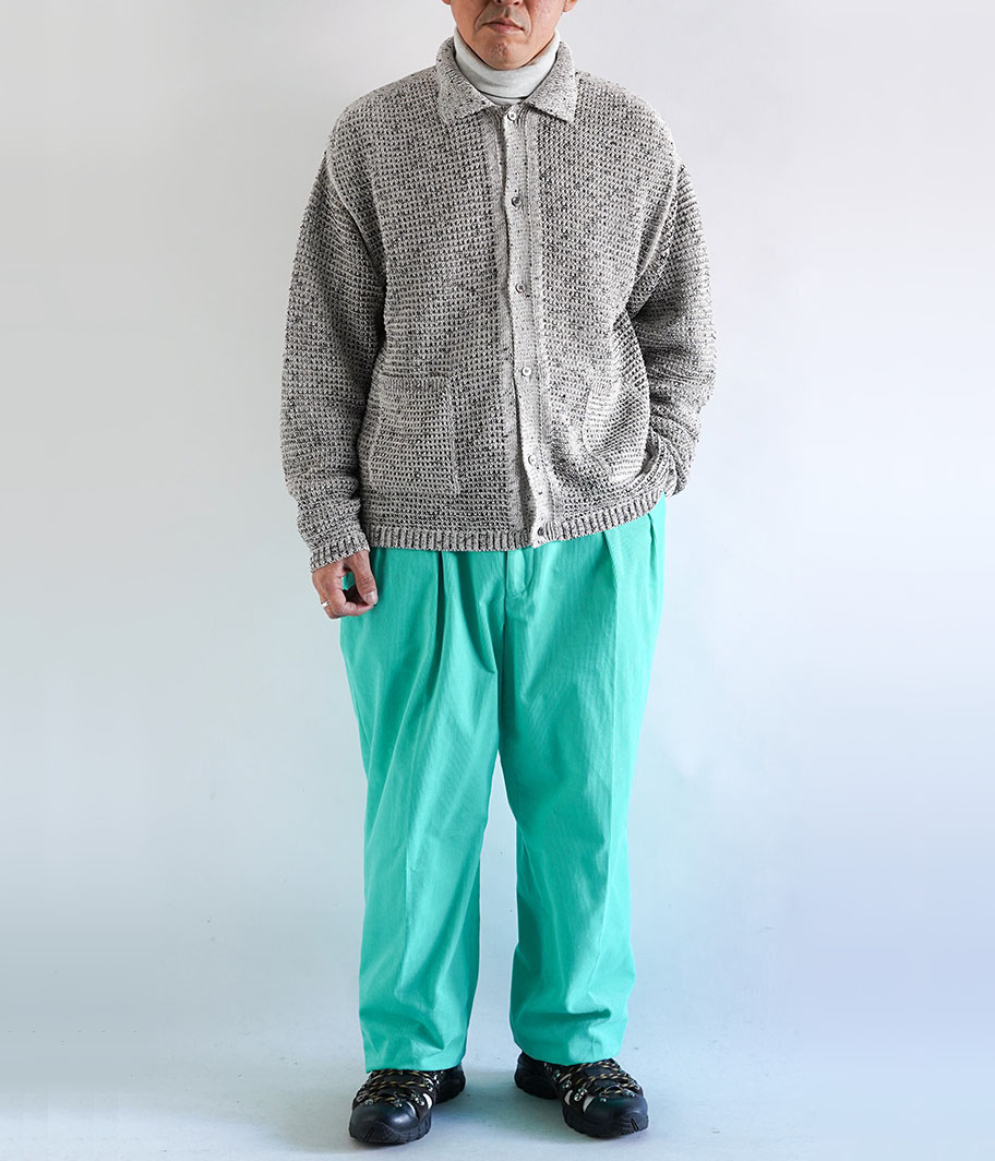 YOKE MESH KNITTED BUTTONED CARDIGAN [WHITE] - Fresh Service