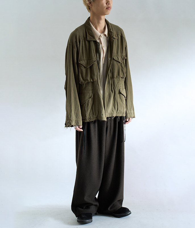 ANCELLM SILK SUEDE FIELD JACKET [KHAKI] - Fresh Service NECESSARY