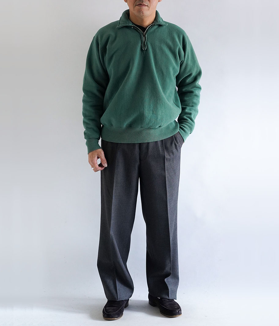 A.PRESSE Vintage Half Zip Sweat Shirt [GREEN] - Fresh Service