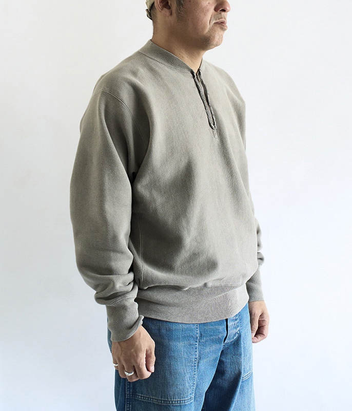 A.PRESSE Vintage Half Zip Rib Collar Sweatshirt [GRAY] - Fresh