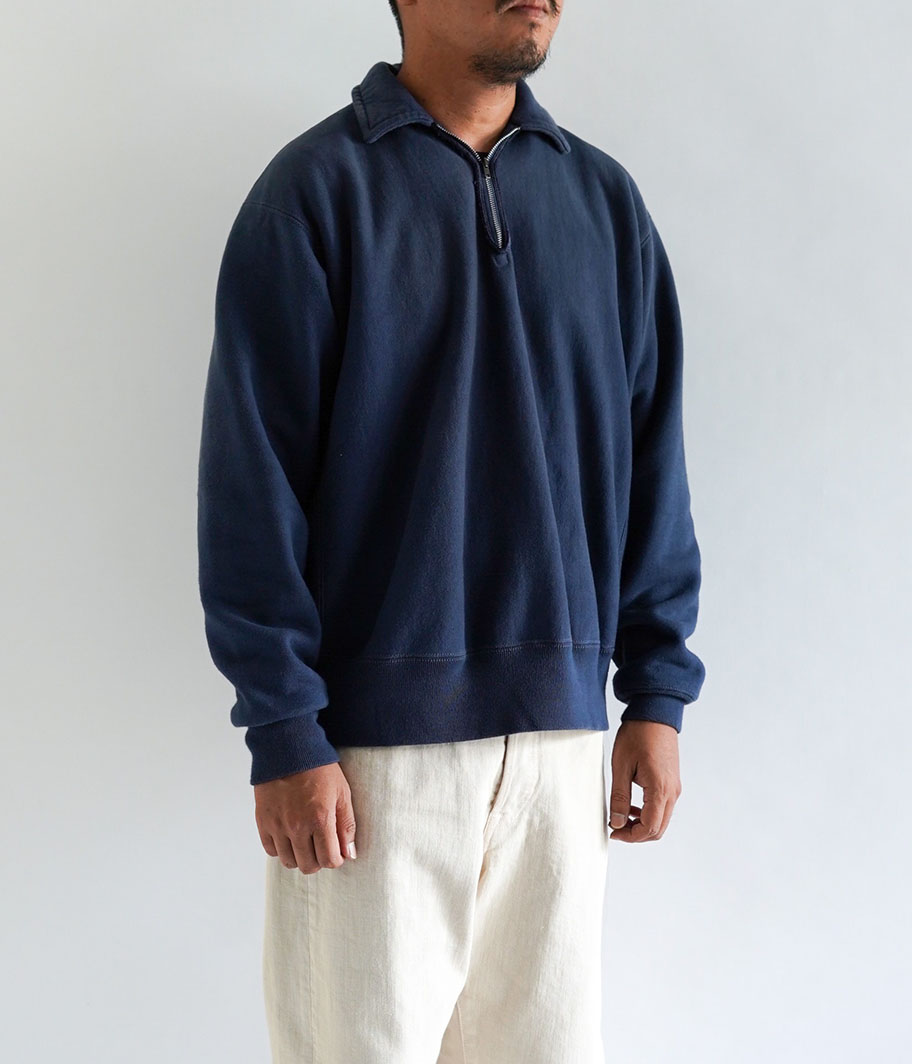 A.PRESSE Vintage Half Zip Sweatshirt [NAVY] - Fresh Service