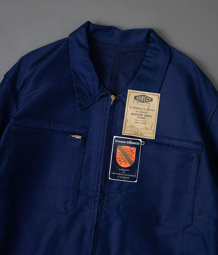 60's KONECO ブルーモールスキンフレンチワークジャケット［Dead Stock
