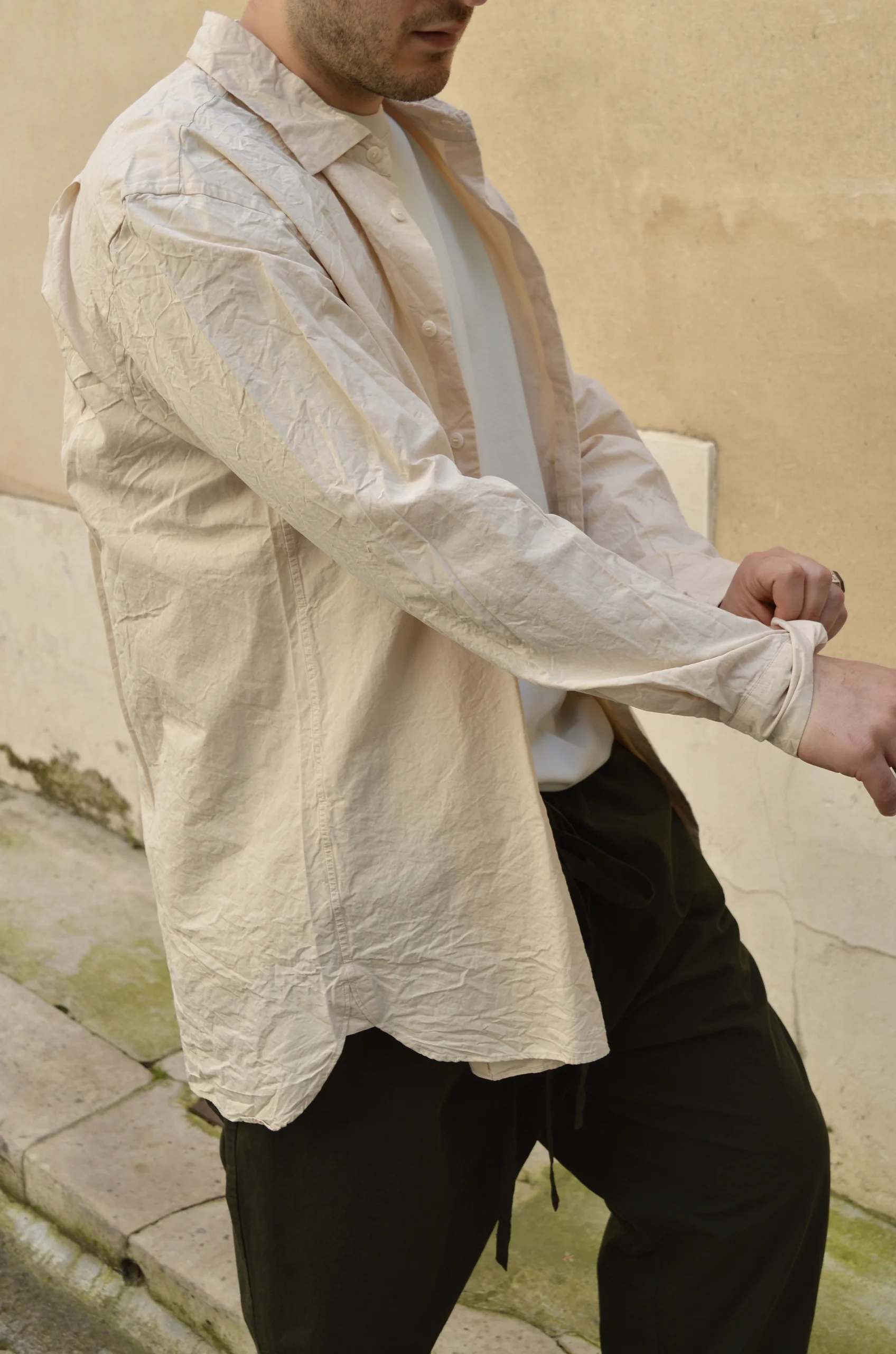 Casey-Casey - Big Raccourcie Shirt - Porcelain - RENDEZ-VOUS STORE