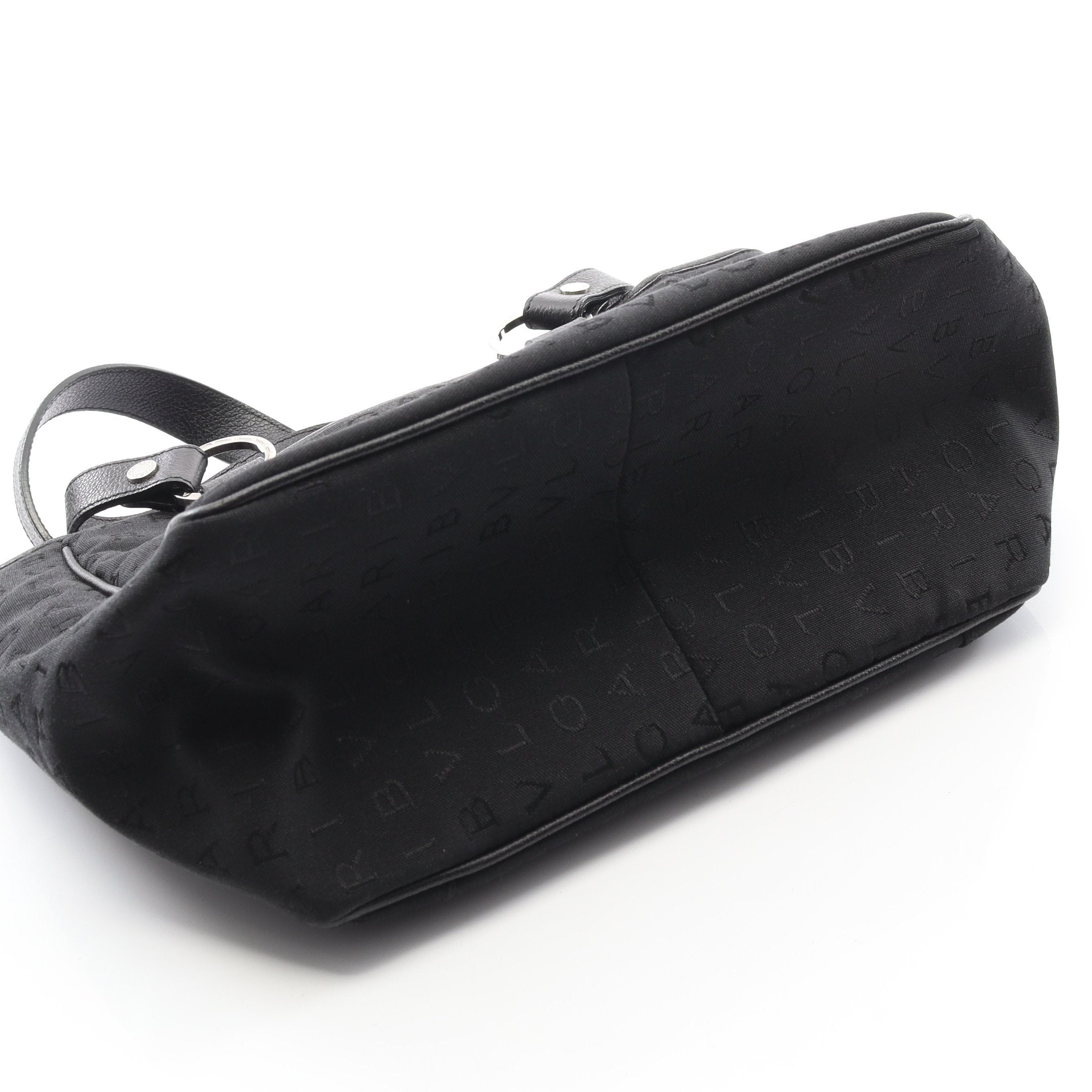 ロゴマニア ハンドバッグ キャンバス レザー ブラック ブルガリ – RECLO