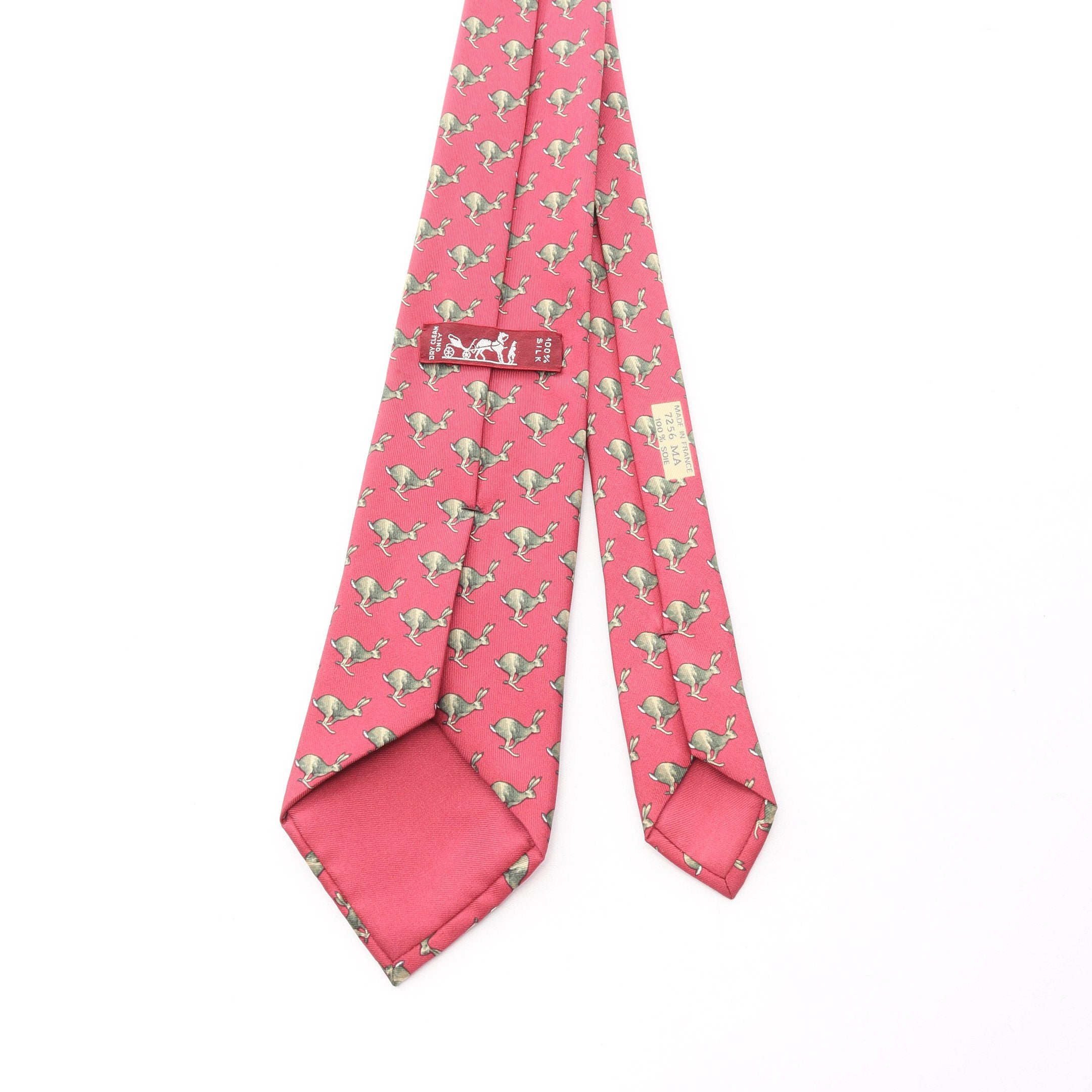 ネクタイ ウサギ シルク ピンクレッド グリーン エルメス – RECLO