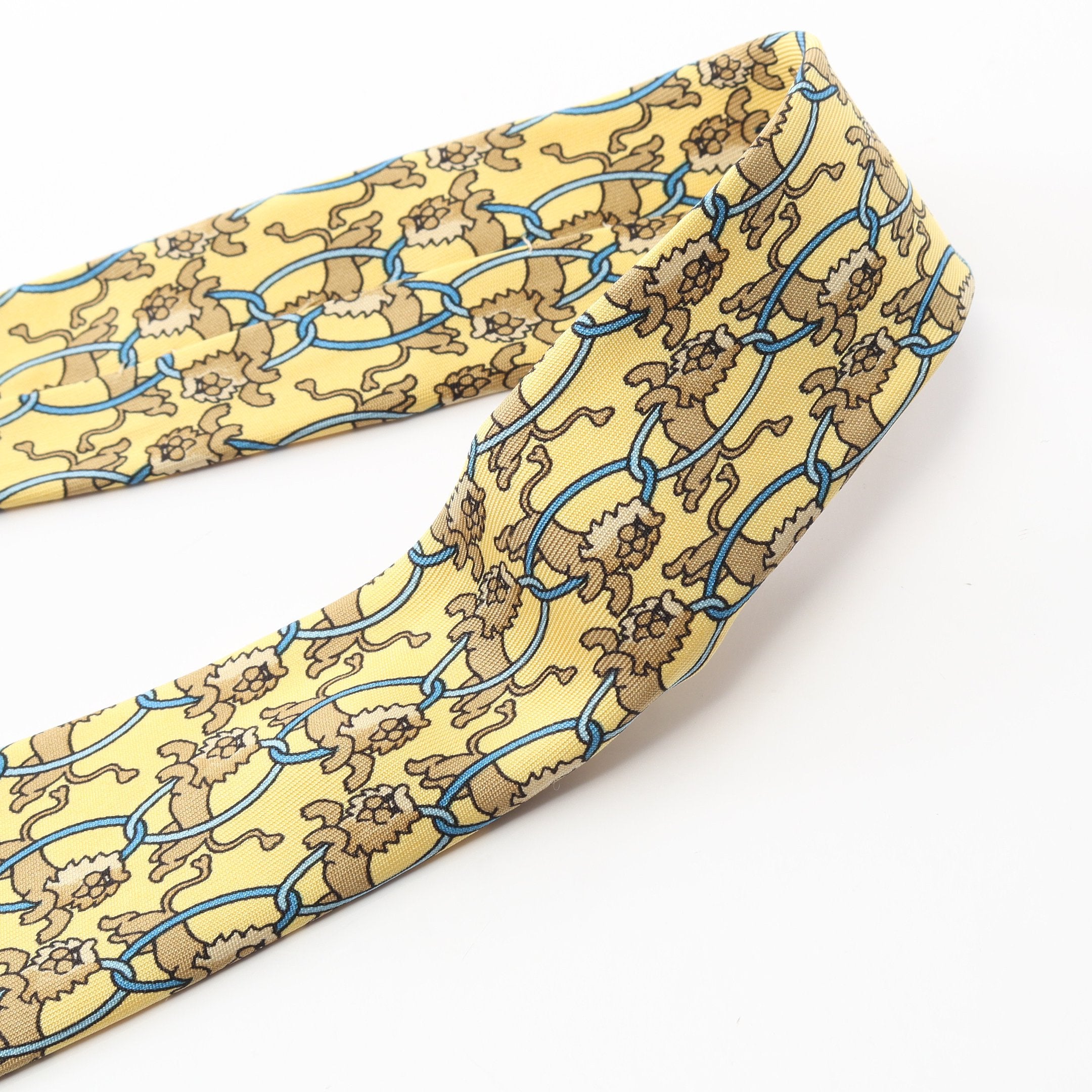 ネクタイ 総柄 シルク イエロー マルチカラー エルメス – RECLO