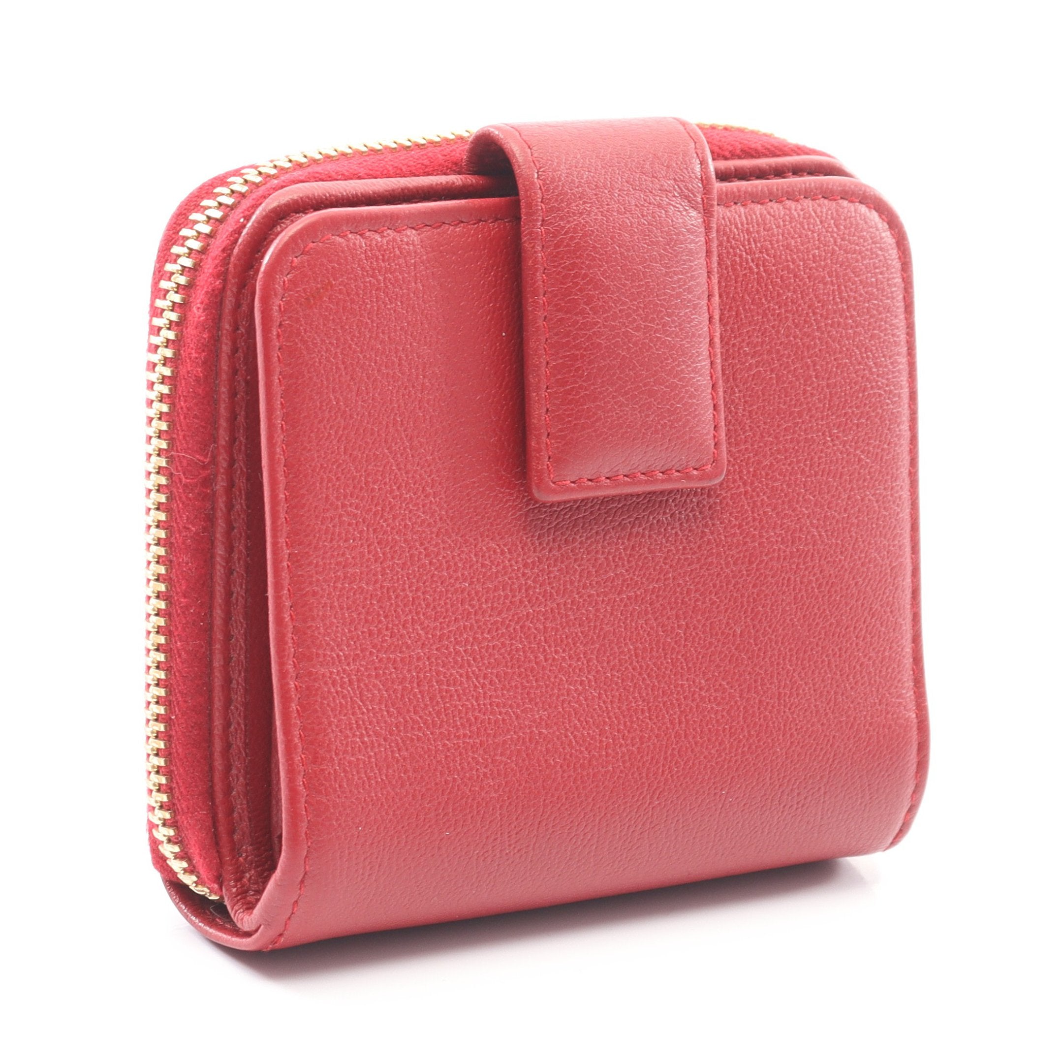 YSLロゴ 二つ折り財布 レザー レッド イヴサンローラン – RECLO