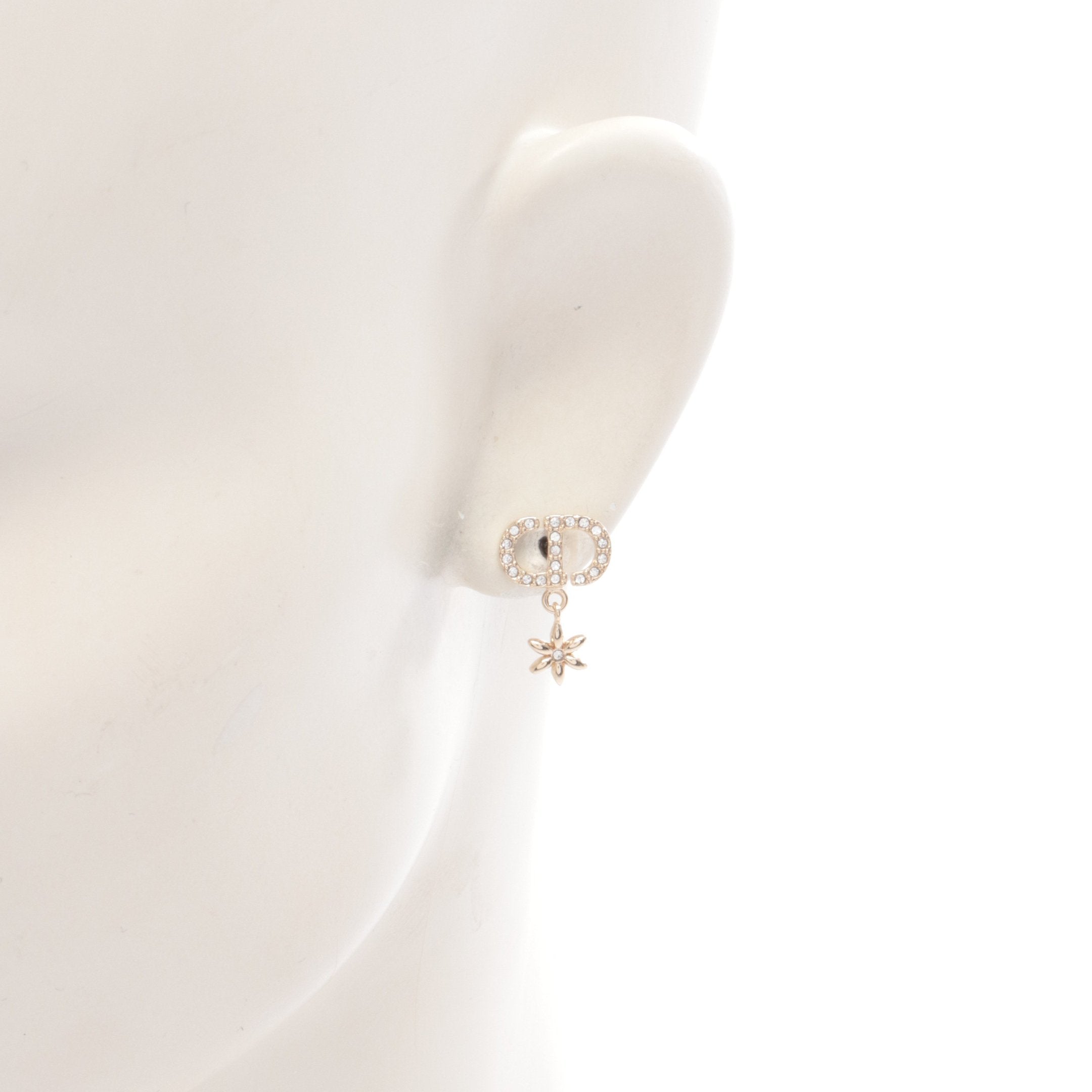 CDロゴ ピアス GP ラインストーン ゴールド クリア クリスチャン