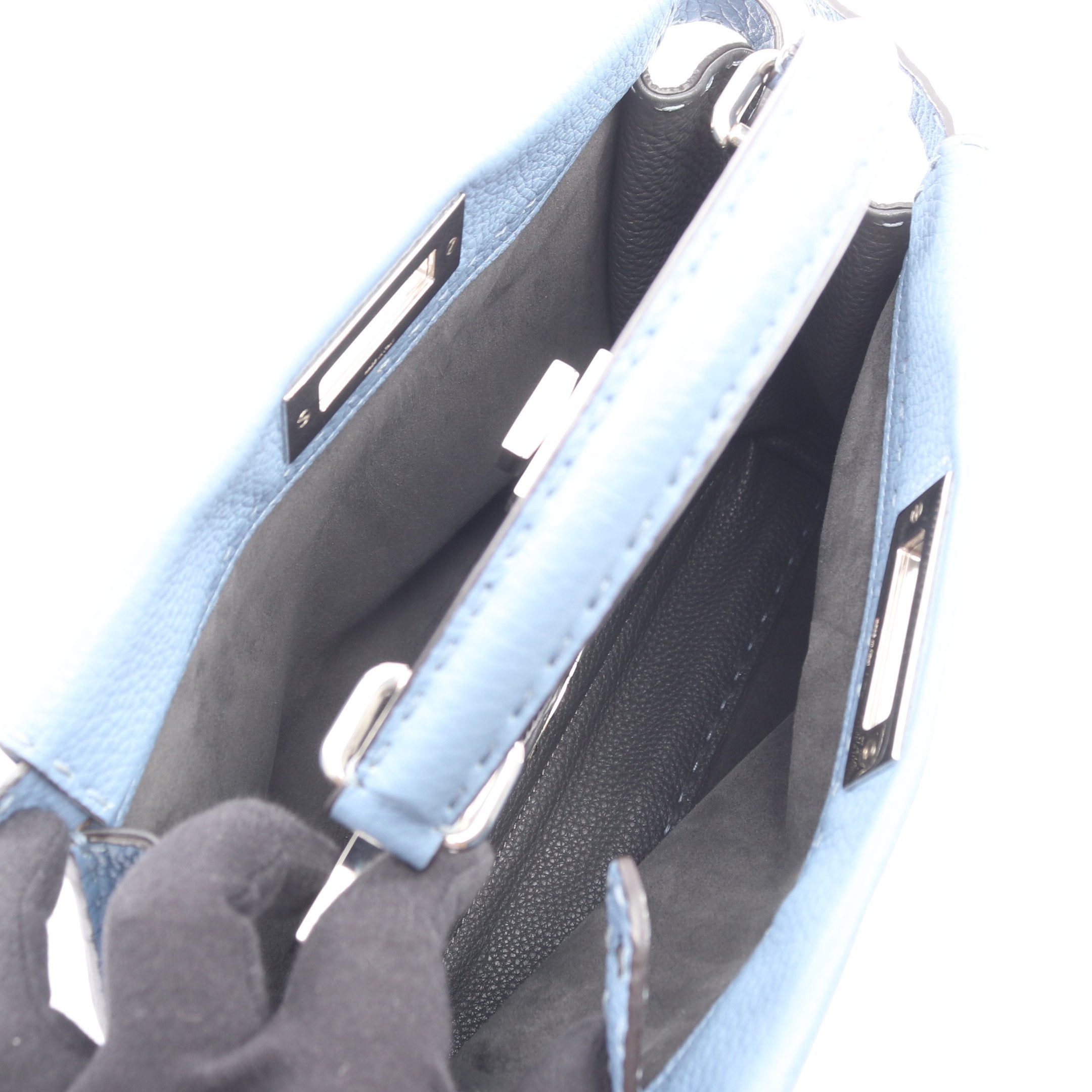 ピーカブー レギュラー セレリア ハンドバッグ レザー ブルーグレー