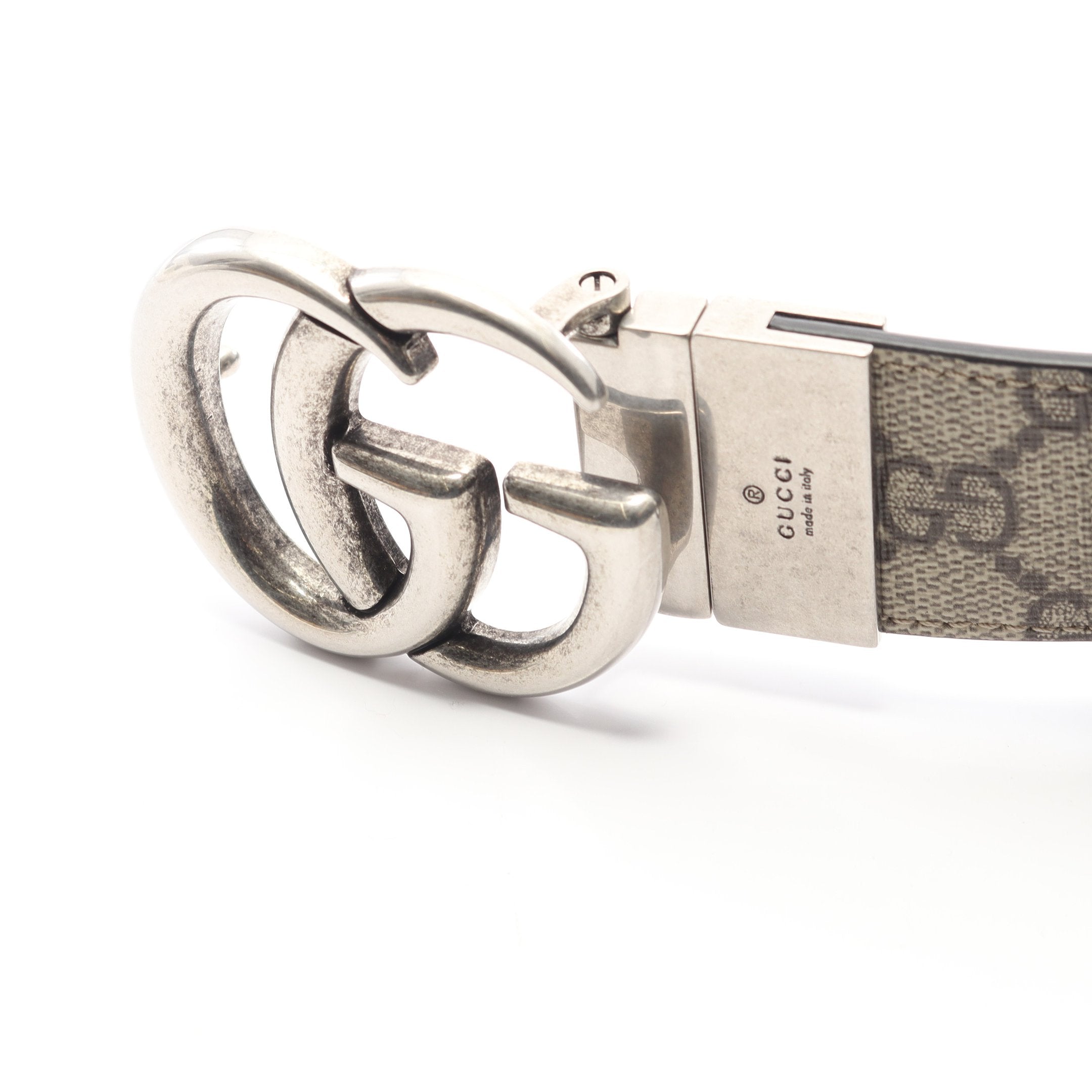 ダブルG GGスプリーム ベルト PVC レザー ベージュ ブラック