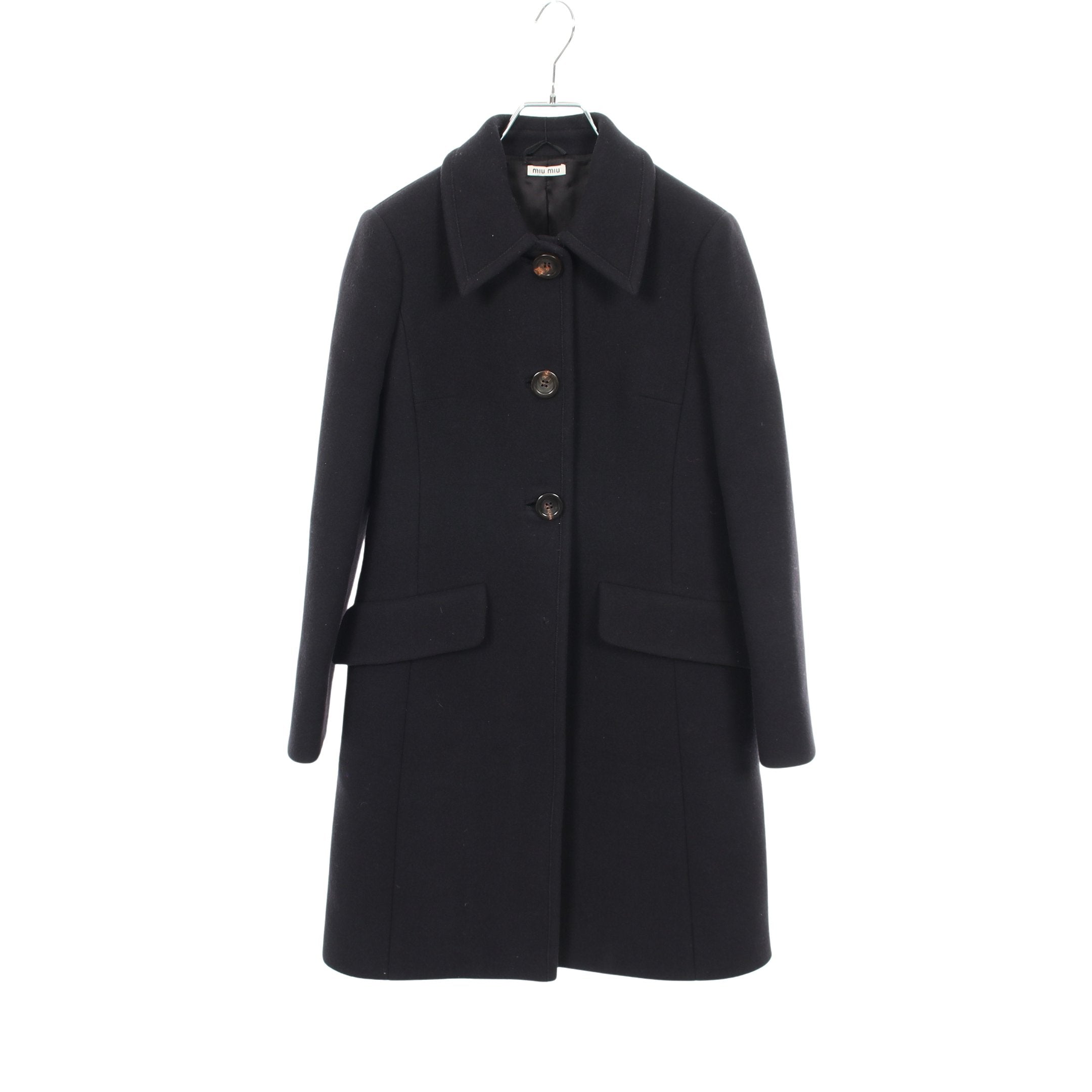 ウールメルトン コート ウール ネイビー ミュウミュウ – RECLO
