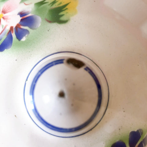 フランスJAPYジャピー社 アンティークホーロー両手鍋 ピンクローズ