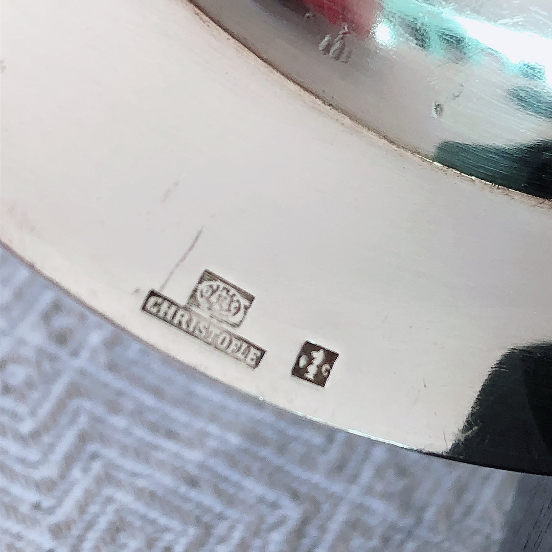 フランス クリストフル製 シルバープレートの花リムプレート 大皿