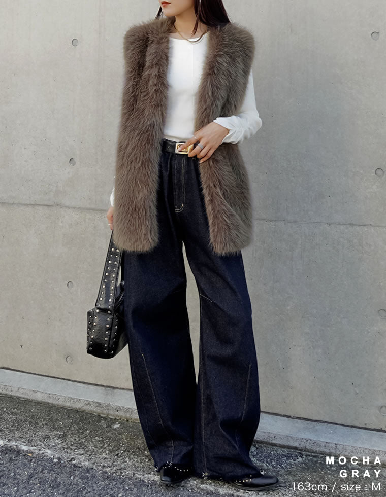 ミドルフェイクファーベスト - ジャケット/アウター通販 | 人気