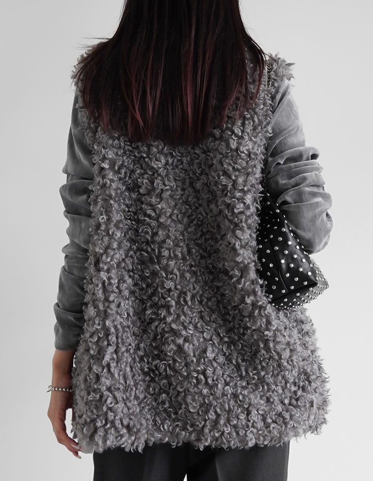 プードルフェイクファーミドルベスト - ジャケット/アウター通販