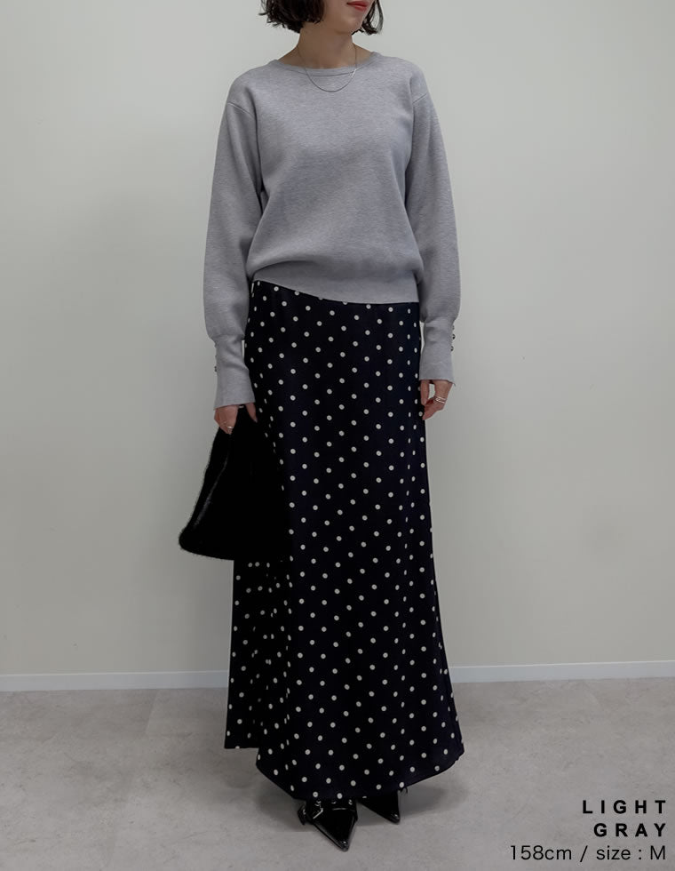 ミラノリブ袖ボタンクルーネックニットトップス - トップス通販 | 人気