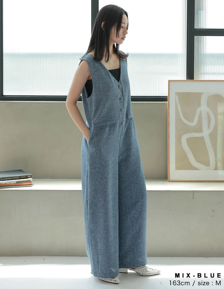 サマーツイードVネックオールインワン - オールインワン通販 | 人気