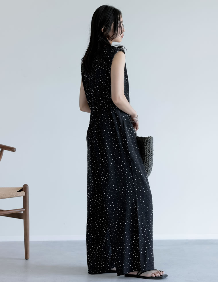 カシュクール肩パットVネックオールインワン - オールインワン通販