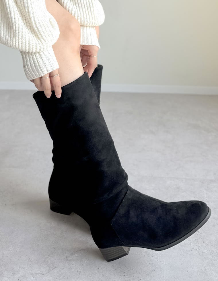 インヒールスタックヒールロングブーツ - シューズ通販 | 人気