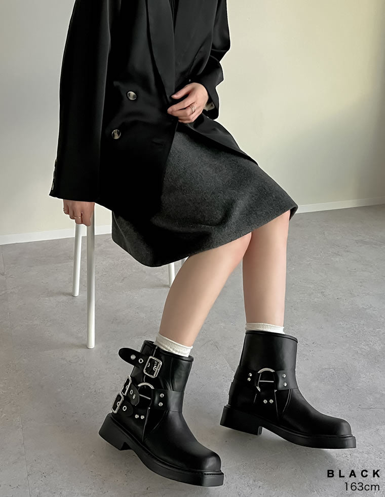 バックルデザインミドルエンジニアブーツ - シューズ通販 | 人気