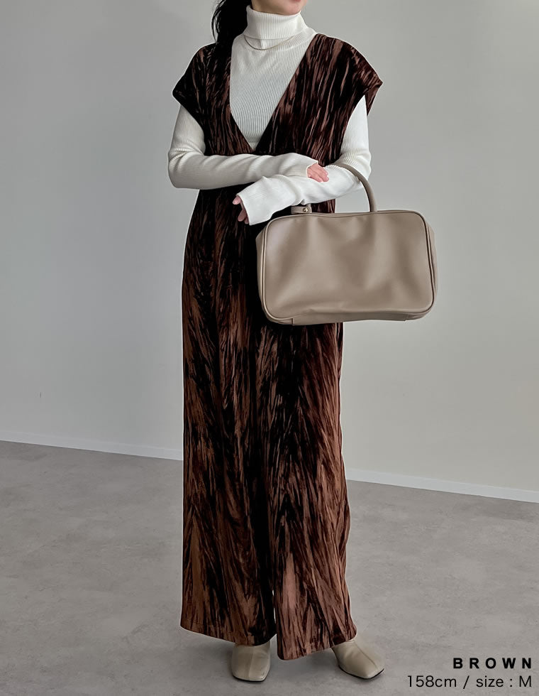 ベロアVネックオールインワン - オールインワン通販 | 人気レディース