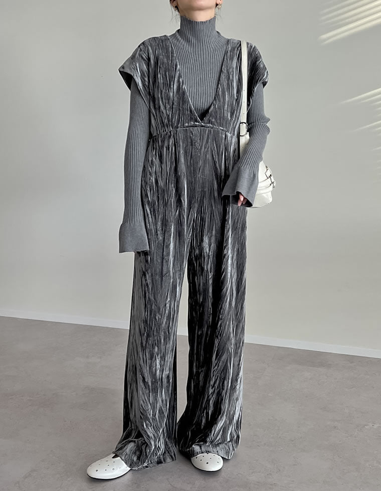 ベロアVネックオールインワン - オールインワン通販 | 人気レディース